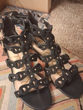 Sam Edelman Black Studded Multi-Strap Gladiator Sandals